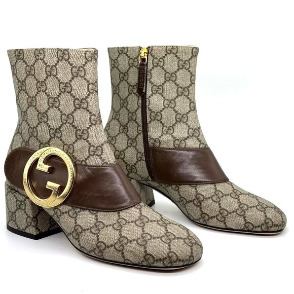 Gucci Blondie Interlocking GG Medallion Logo Ankle Booties Boots Heels - Picture 16 of 16